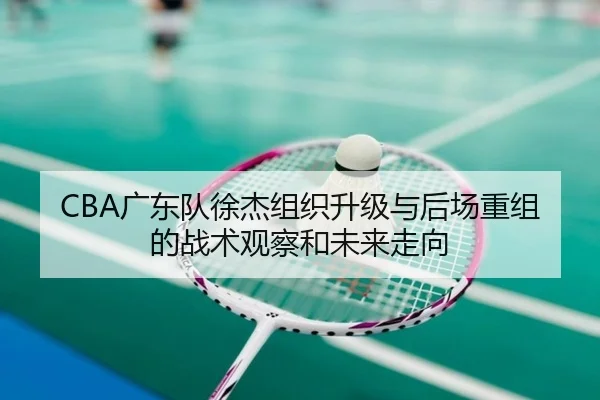 CBA广东队徐杰组织升级与后场重组的战术观察和未来走向